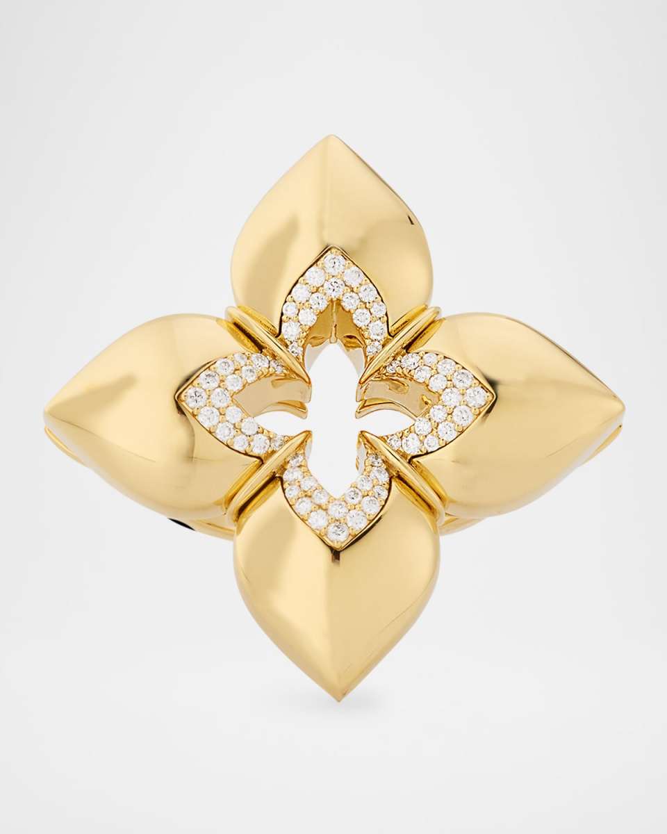 18K Yellow Gold Diamond Venetian Princess Ring, Size